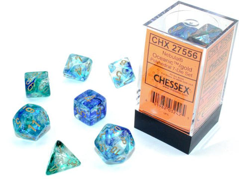 CHX27556 Nebula Oceanic/Gold Polyhedral 7-Die set