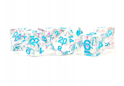 16mm Resin Polyhedral Dice Set - Clear Confetti
