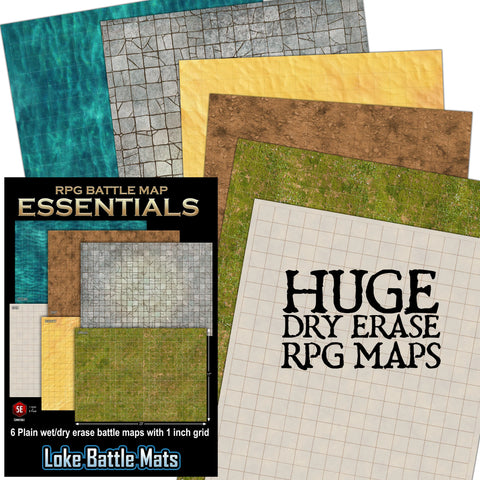 Essential RPG Battle Maps Starter Set (6 Plain Dry Erase Maps)