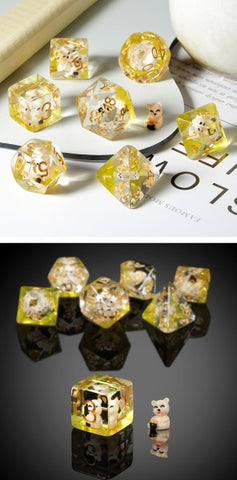 Resin Dice Set (7) - Honey Bear