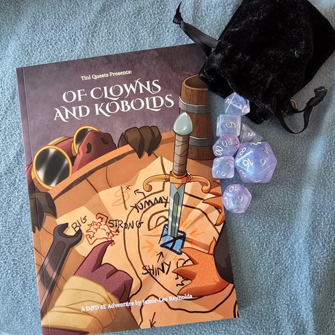 5e compatible: Tini Quests - Of Clowns and Kobolds (PDF via code in book)