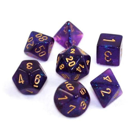 CHX27467 Borealis Purple with Gold Polyhedral 7-Die Set* - Leisure Games