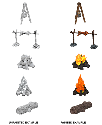 WZK73860: Camp Fire & Sitting Log: WizKids Deep Cuts Unpainted Miniatures (W10)