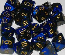 CHX26435 Gemini Black-Blue with Gold Polyhedral 7-Die Set* - Leisure Games