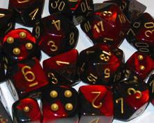 CHX26433 Gemini Black-Red with Gold Polyhedral 7-Die Set* - Leisure Games