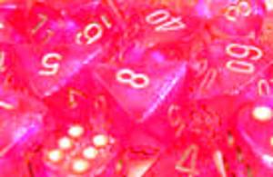 CHX27604 Boreails Pink/Silver 16mm d6 Dice Block (12 d6) - Leisure Games