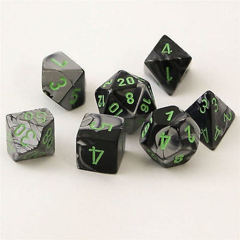 CHX26445 Gemini Polyhedral Black-Grey with Green 7-Die Set