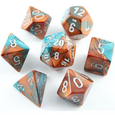 CHX26453 Gemini Copper-Teal with Silver Polyhedral 7-Die Set