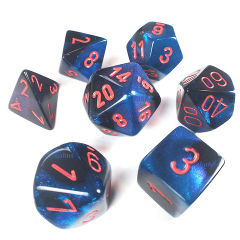 CHX26458 Gemini Starlight-Black with Red Polyhedral Dice Set - Leisure Games