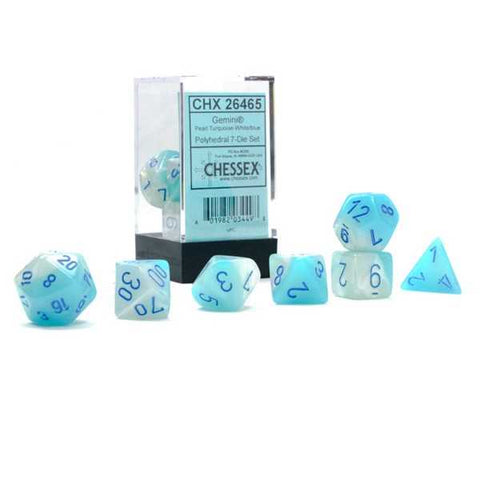 CHX26465: Gemini Polyhedral Pearl Turquoise-White/blue Luminar 7-Die Set
