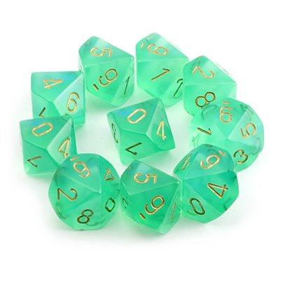 CHX27225 Borealis Light Green with Gold d10 Set* - Leisure Games