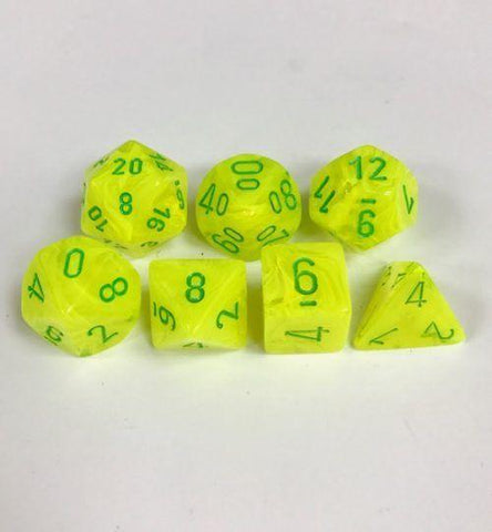 CHX27422 Vortex Electric Yellow with Green 7-Die Set - Leisure Games