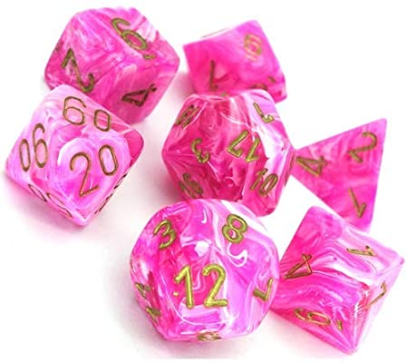 CHX27454 Vortex Polyhedral Pink with Gold 7-Die Set