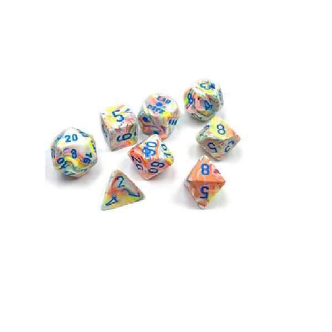 CHX30047 Poly 7 Set: Festive Polyhedral Kaleidoscope/blue 7-Die Set Lab Dice
