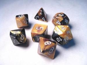 CHX26451 Gemini Black-Gold with Silver Polyhedral 7-Die Set - Leisure Games