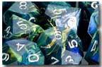 CHX27645 Festive Green with Silver 16mm d6 Dice Block(12 d6)* - Leisure Games