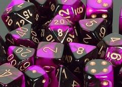 CHX26440 Gemini Black-Purple with gold Polyhedral 7-Die Set* - Leisure Games