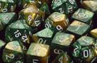 CHX26425 Gemini Gold-Green with White Polyhedral 7-Die Set* - Leisure Games