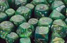 CHX27895 Lustrous Green with Silver 12mm d6 Dice Block(36 d6)* - Leisure Games