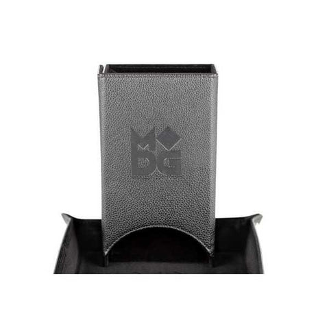Fold Up Leather Dice Tower: Black