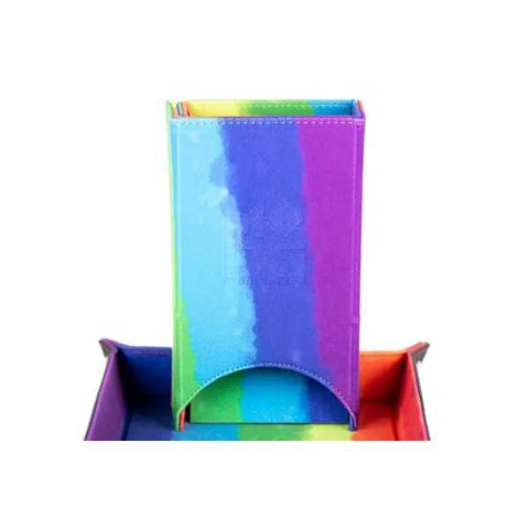 Fold Up Velvet Dice Tower: Watercolour Rainbow