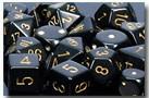 CHX25428 Opaque Black with Gold Polyhedral 7-Die Set* - Leisure Games