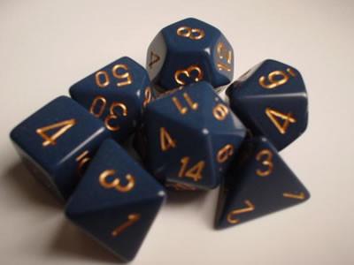 CHX25426 Opaque Dusty Blue with Gold Polyhedral 7-Die Set* - Leisure Games