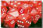 CHX25604 Opaque Red with White 16mm d6 Dice Block(12 d6)* - Leisure Games