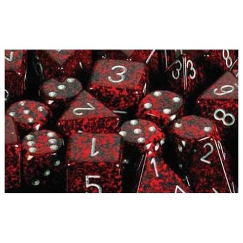 CHX25744 Speckled Silver Volcano 16mm d6 Dice Block(12 d6)* - Leisure Games