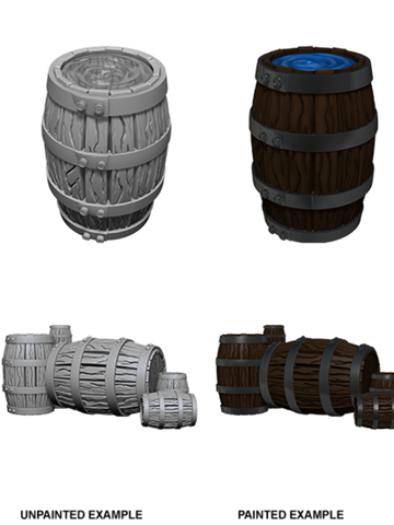 WZK73361 WizKids Deep Cuts Unpainted Miniatures: Barrel & Pile of Barrels