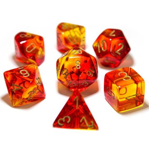 CHX30024 Gemini Polyhedral Red-Yellow/gold 7-Die Set - Lab Dice
