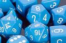 CHX25416 Opaque Light Blue with White Polyhedral 7-Die Set* - Leisure Games