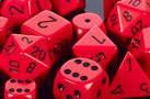CHX25614 Opaque Red with Black 16mm d6 Dice Block(12 d6)* - Leisure Games