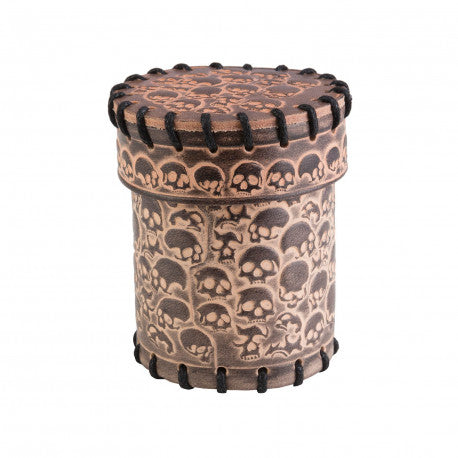 Skull Beige Leather Dice Cup